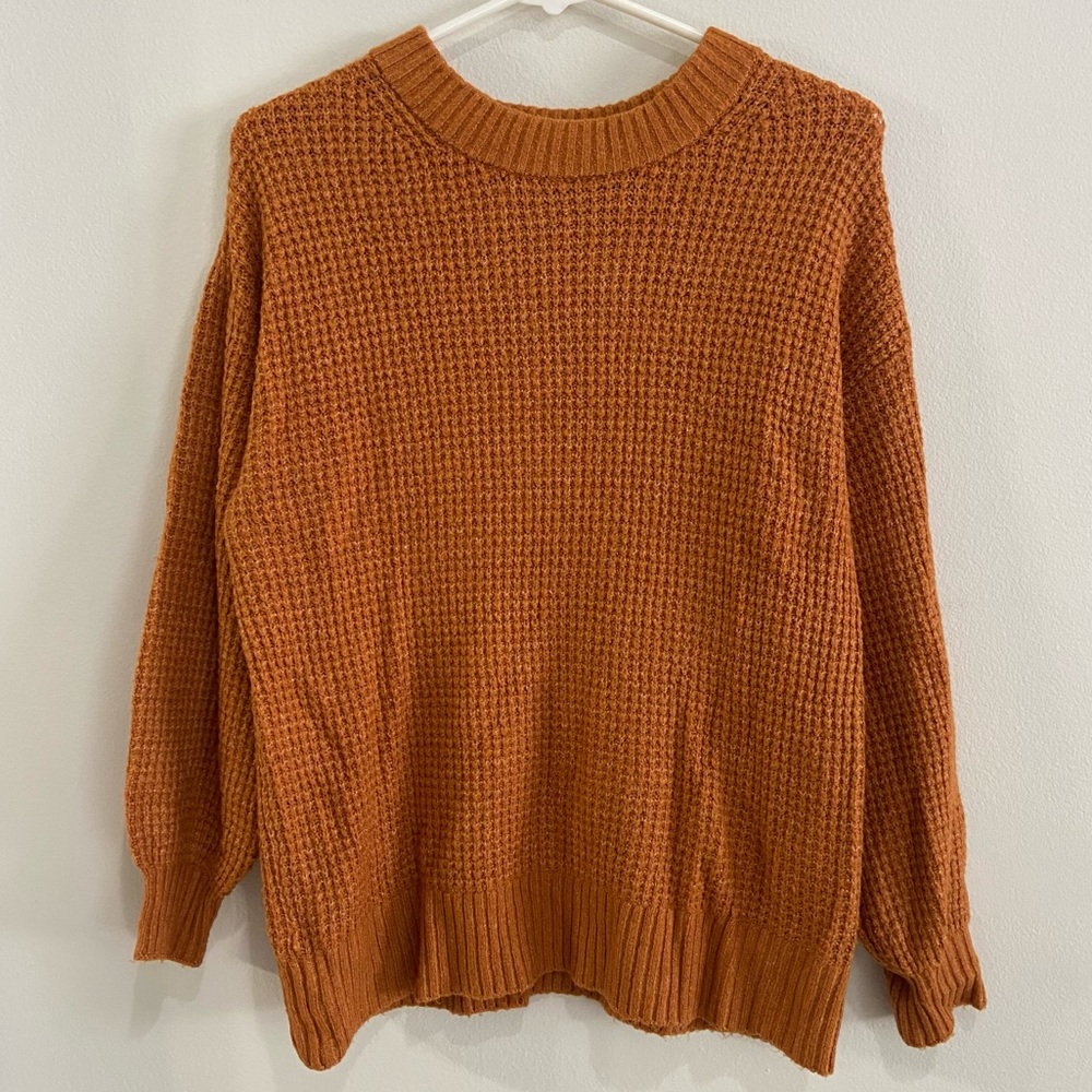 American Eagle Orange waffle knit sweater